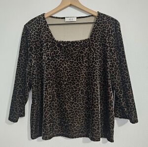 Vintage AGB • Velvet‎ Animal Print Blouse